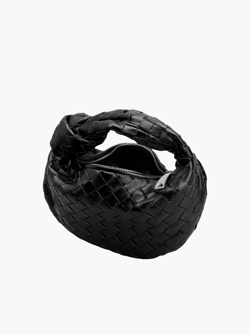 Sac à Main Tissé pour Femme avec Poignée Nouée et Forme Courbée