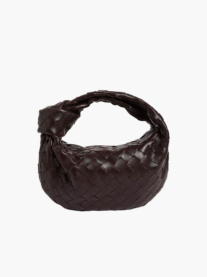 Sac à Main Tissé pour Femme avec Poignée Nouée et Forme Courbée