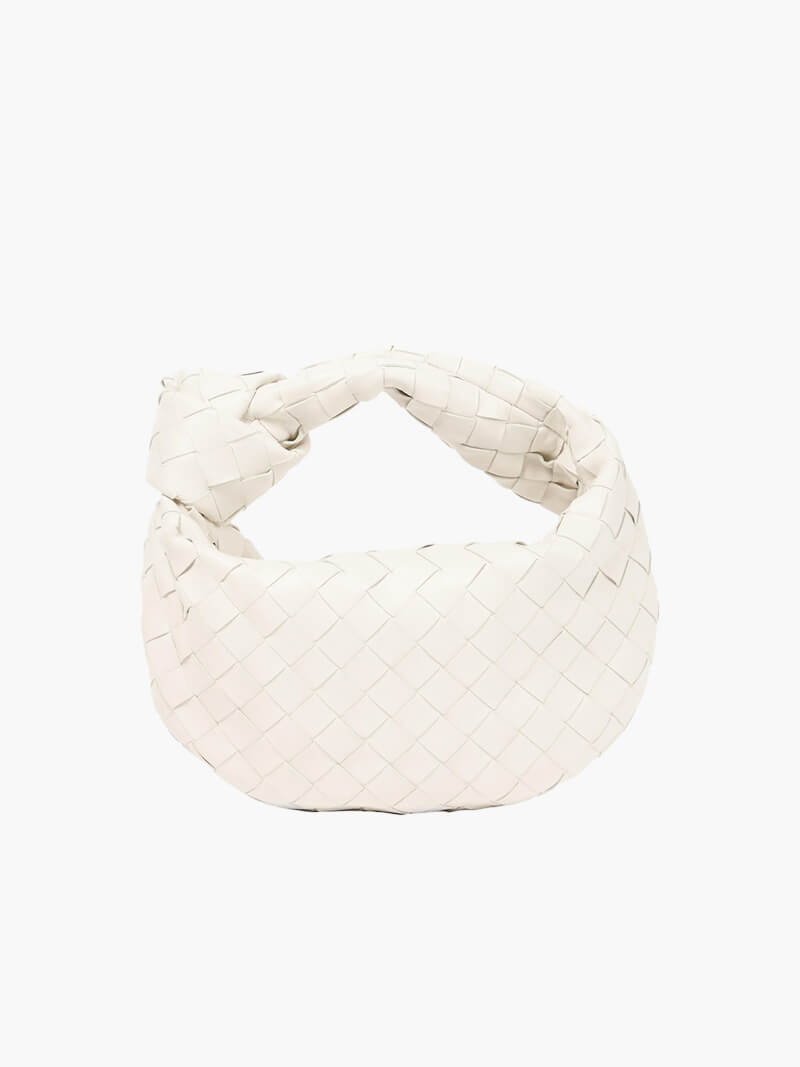 Sac à Main Tissé pour Femme avec Poignée Nouée et Forme Courbée