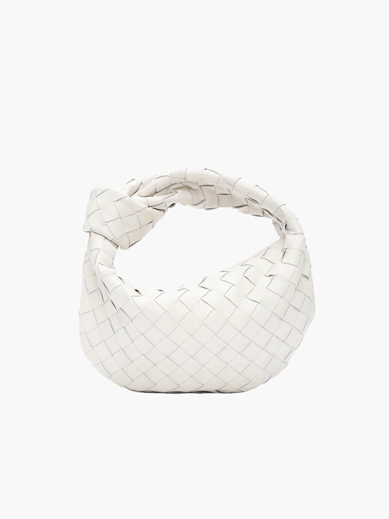 Sac à Main Tissé pour Femme avec Poignée Nouée et Forme Courbée