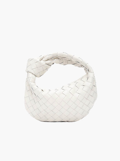 Sac à Main Tissé pour Femme avec Poignée Nouée et Forme Courbée