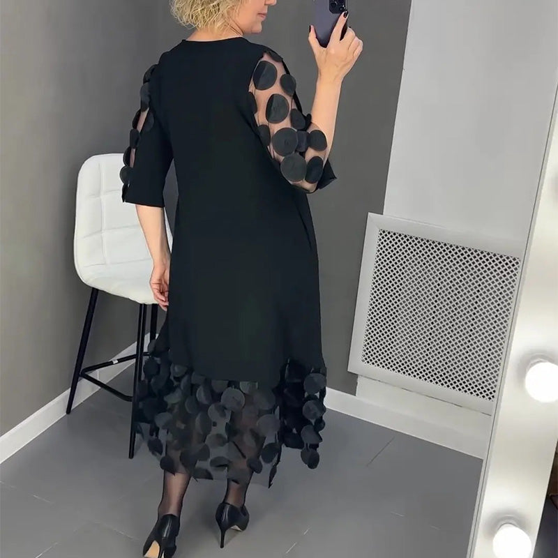 Demi | Robe Midi Évasée avec Décoration à Pois
