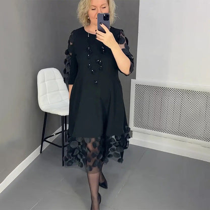 Demi | Robe Midi Évasée avec Décoration à Pois