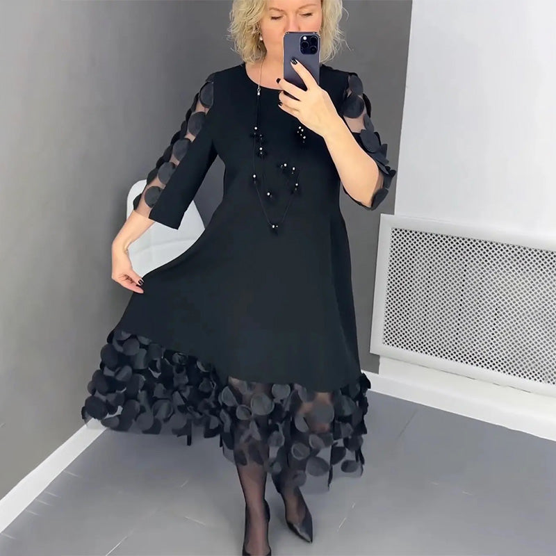 Demi | Robe Midi Évasée avec Décoration à Pois