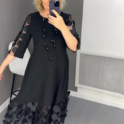 Demi | Robe Midi Évasée avec Décoration à Pois