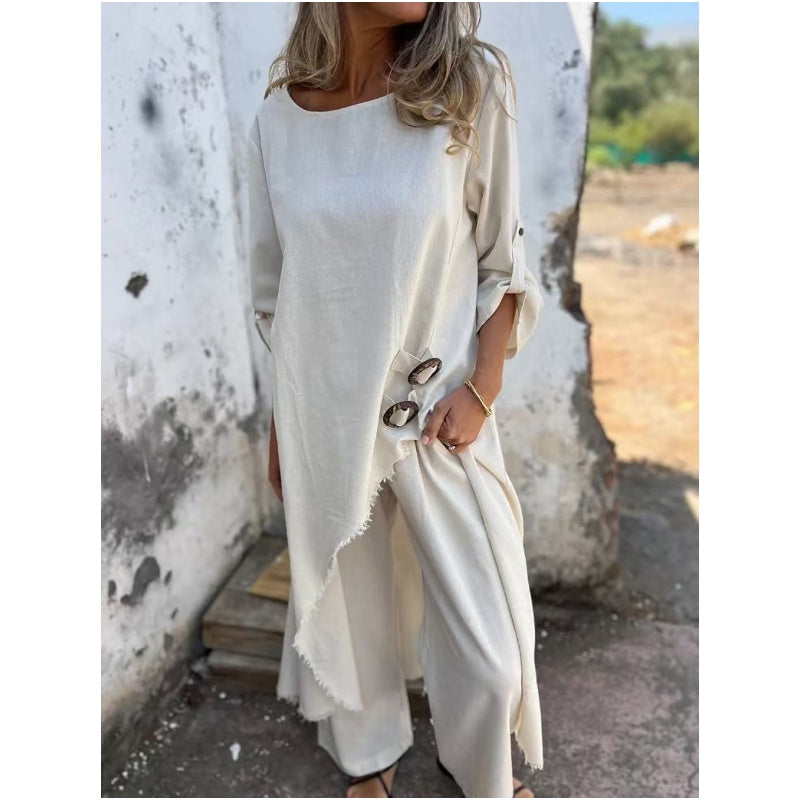 Everly – Élégant Costume Deux-Pièces en Coton et Lin