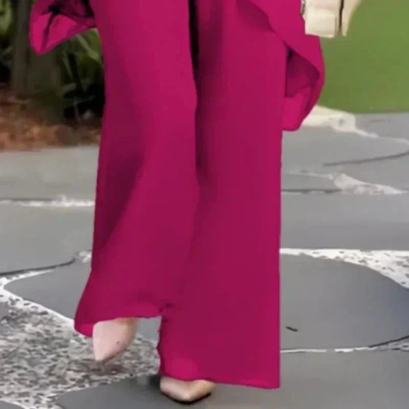 Costume avec pantalon palazzo drapé
