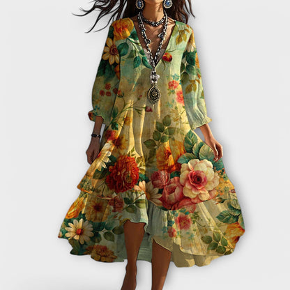 Shanae – Robe Midi Élégante avec Motif Floral