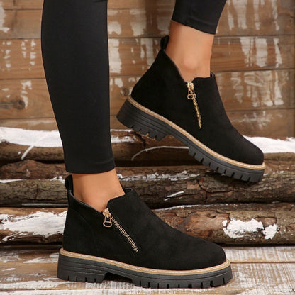 Bottes pour femmes à bout rond et fermeture éclair latérale