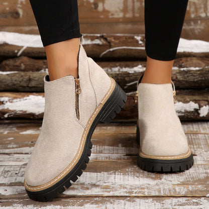 Bottes pour femmes à bout rond et fermeture éclair latérale