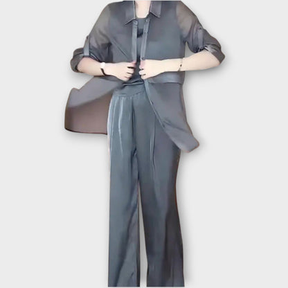 Ensemble Élégant en Trois Pièces avec Coupe Détendue