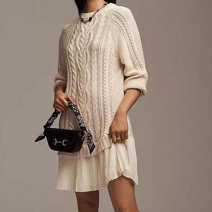 La Robe A-Ligne en Tricot à Câble - La Robe en Pull Flatteuse