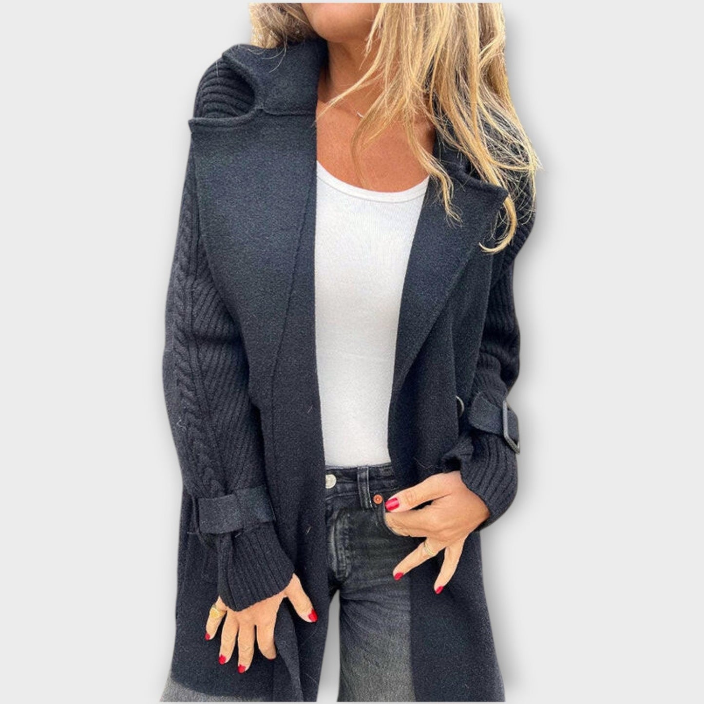 Manteau d'hiver avec des détails en tricot chics et confortables