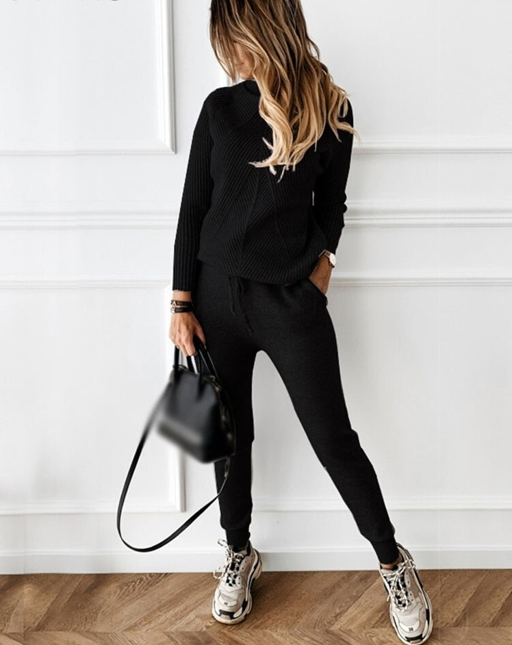 Ensemble Femme en Tricot de 2 Pièces avec Pantalons et Pull