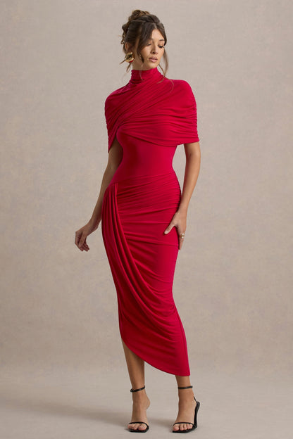 Taylor - Robe Maxi Asymétrique avec Cape Tordue