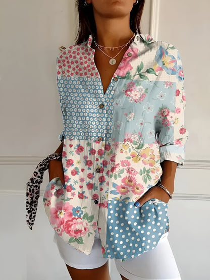 BLUSE FLORALE DESIREE AVEC PATTE DE BOUTON