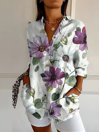 BLUSE FLORALE DESIREE AVEC PATTE DE BOUTON