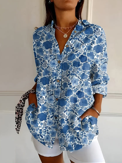 BLUSE FLORALE DESIREE AVEC PATTE DE BOUTON