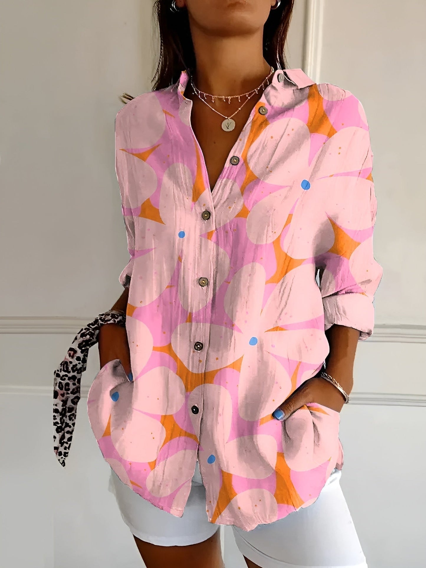 BLUSE FLORALE DESIREE AVEC PATTE DE BOUTON