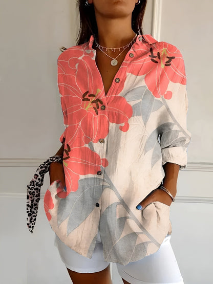 BLUSE FLORALE DESIREE AVEC PATTE DE BOUTON