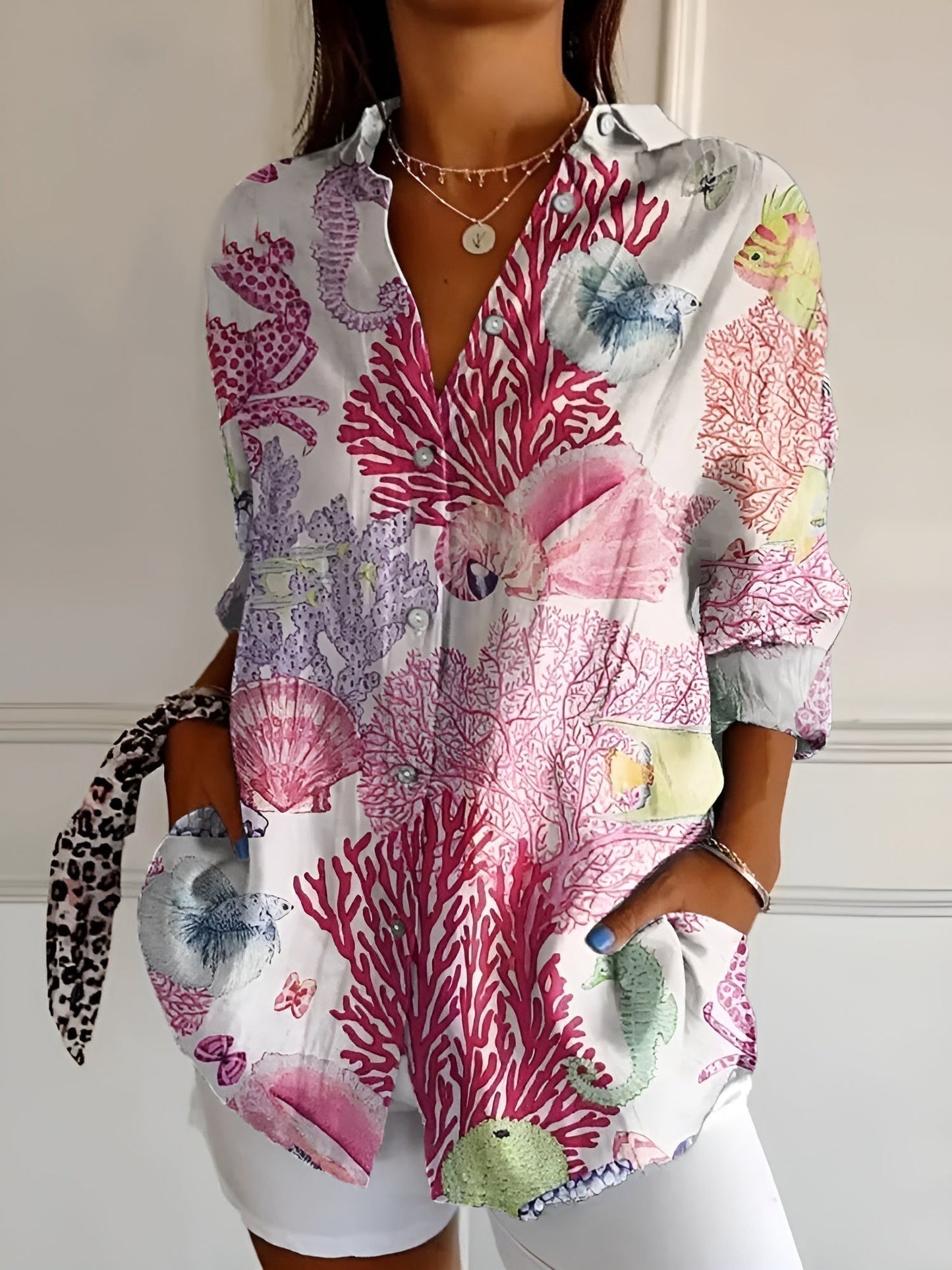 BLUSE FLORALE DESIREE AVEC PATTE DE BOUTON