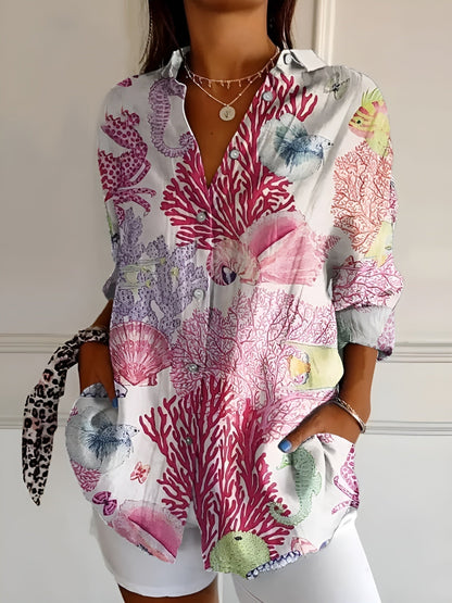 BLUSE FLORALE DESIREE AVEC PATTE DE BOUTON