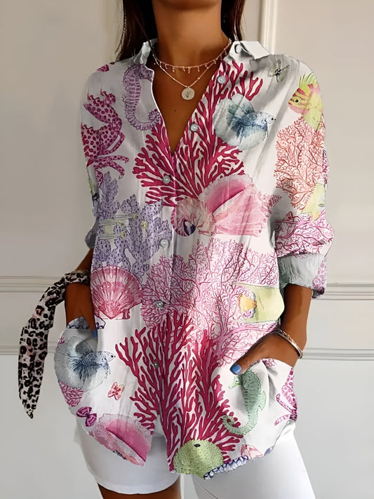 BLUSE FLORALE DESIREE AVEC PATTE DE BOUTON