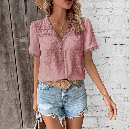 Maxine - Élégante Blouse d'Été à Col V