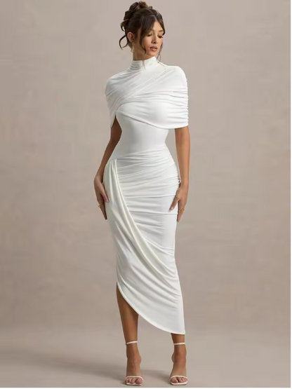 Taylor - Robe Maxi Asymétrique avec Cape Tordue