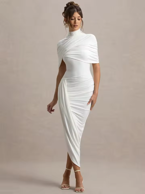Taylor - Robe Maxi Asymétrique avec Cape Tordue
