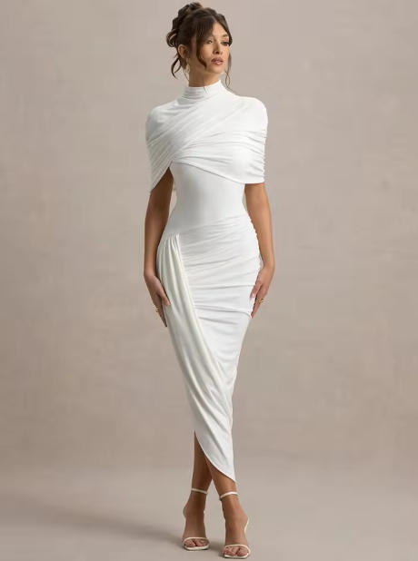 Taylor - Robe Maxi Asymétrique avec Cape Tordue
