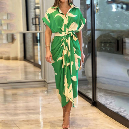 Fern - Robe à Col Volant et Taille Haute