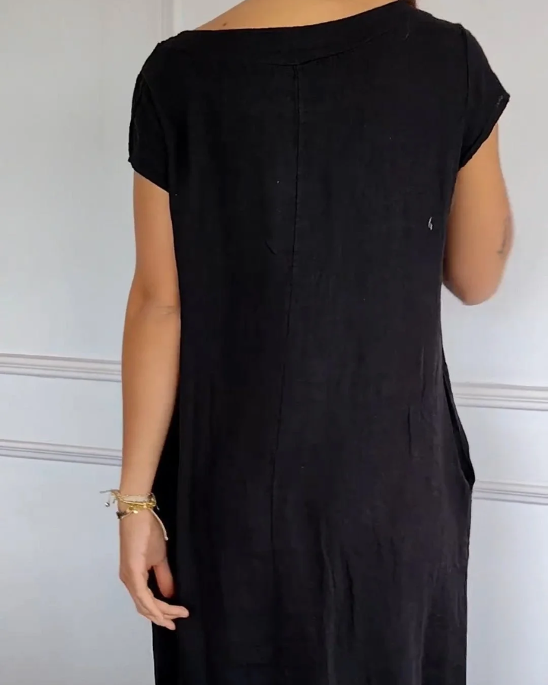 Juniper - Robe en Coton Lin à la Mode avec Poches