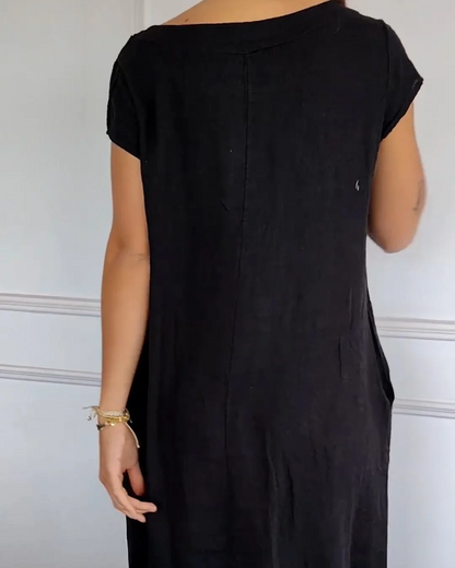 Juniper - Robe en Coton Lin à la Mode avec Poches