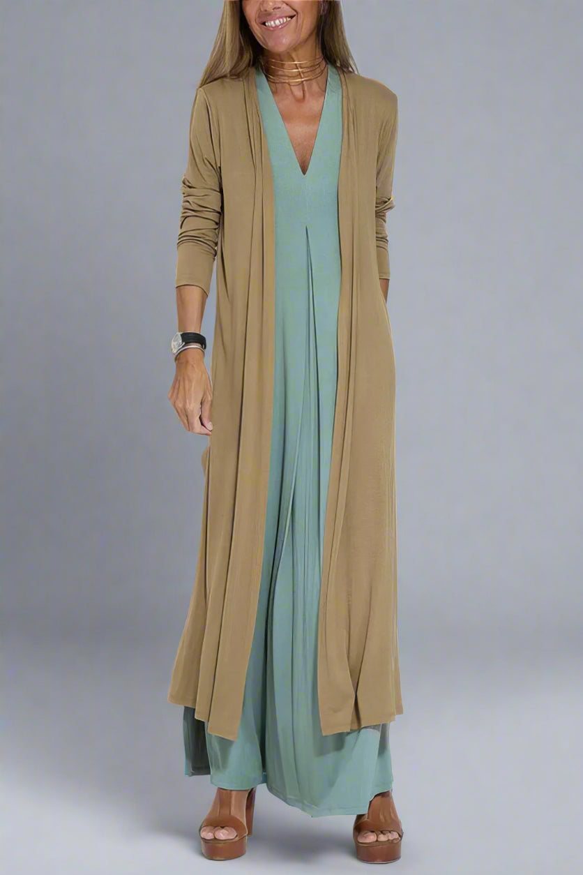 Elfriede | Robe Maxi Élégante avec Cardigan Gratuit pour Chaque Occasion