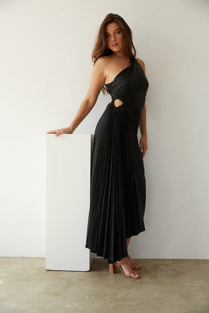Sylviana - Robe Midi Plissée à Une Épaule