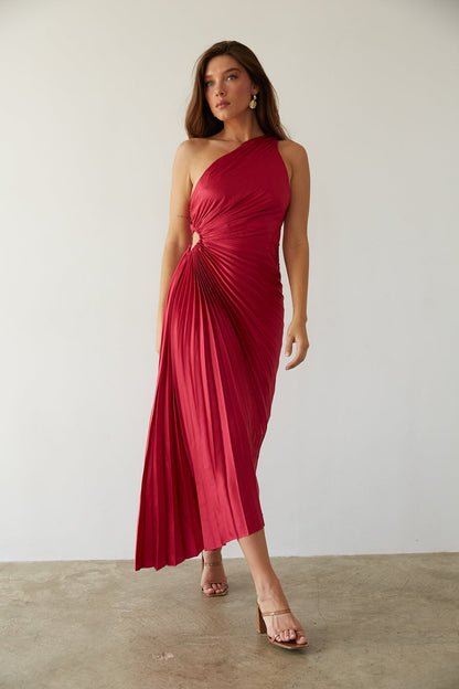 Sylviana - Robe Midi Plissée à Une Épaule